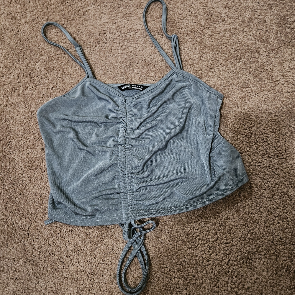 SHEIN Gray Ruched Sleeveless Camisole